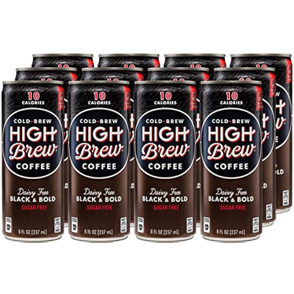 High Brew Bottled & Canned Coffee Drinks Cold Coffee, Black & Bold, 8