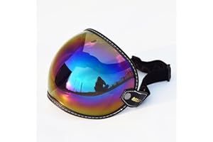 MJMOTO Universal Open Face 3/4 Helmet Visor Lens Bubble Motorcycle Windshield Capacete Lens Vintage Motorbike Helmet Goggles (Color)