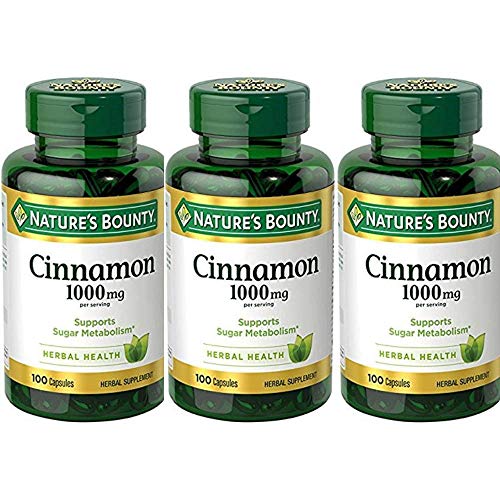 Nature's Bounty Cinnamon 1,000 mg Caps, 100 ct (Pack of 3)