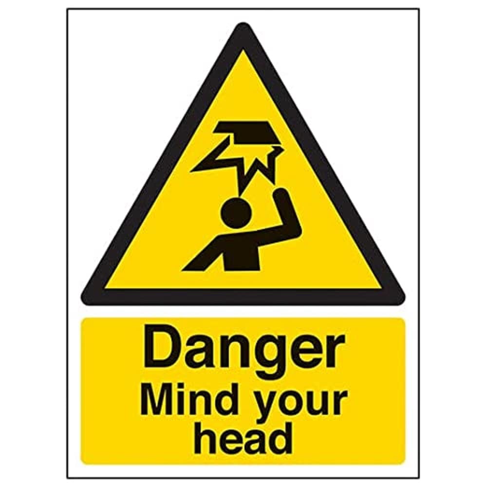 V Safety Warning General - Danger Mind Your Head - 300 x 400 mm Safety Sign — image 1