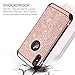 BENTOBEN iPhone Xs Max Case, Bling Glitter Slim Shockproof Two Layer Protective Shiny Girl Women Faux Leather Full Body Soft Bumper Hard PC Phone Cover for Apple iPhone Xs Max 6.5”(2018), Rose Gold