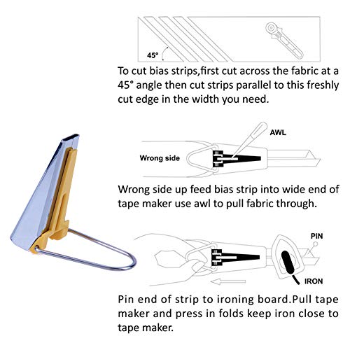 5 Size Bias Tape Maker Tools Set 6mm 9mm 12mm 18mm 25mm Fabric DIY Sewing Quilting Bias Binding Maker Kit by LNKA - Thumbnail 3