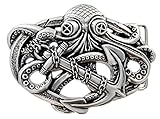Punk Pirate Octopus Kraken Boat Anchor Antique Silver Belt Buckle