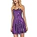 AISKLY Womens Mermaid Dress Plus Sleeveless Shiny Short Tank Pleated Party Print Skater Dresses