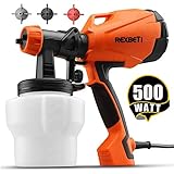 REXBETI Ultimate-750 Paint Sprayer, 500 Watt High Power HVLP Home Electric Spray Gun, 3 Nozzle Sizes, Lightweight, Easy Spraying and Cleaning