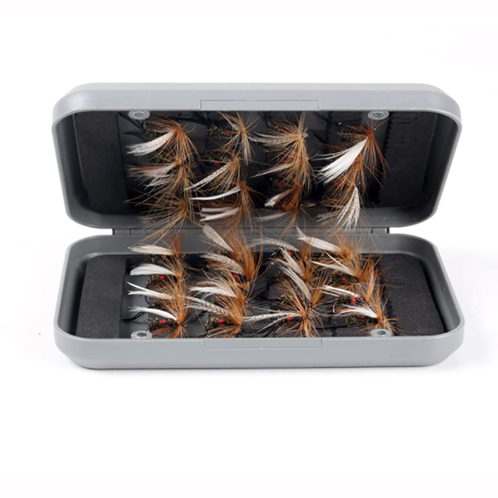 ANCLLO 32Pcs Fly Fishing Flies Kit with Box Dry Wet Flies Nymphs Streamers for Bass Salmon Trout Fishing