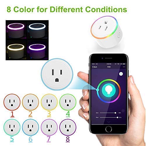 WiFi Smart Plugs that Work with Alexa& Google Home, Smart Outlete with RGB Light, No Hub Required, APP Remote Control from Everywhere, Energy Monitoring and Timer Function【Upgrade】 - Thumbnail 5