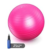 JBM Exercise Yoga Ball with Free Air Pump (4 Sizes 5 Colors) 400 lbs Anti-Burst Slip-Resistant Yoga Balance Stability Swiss Ball for Fitness Exercise Training Core Strength (Pink, 50cm-55cm)