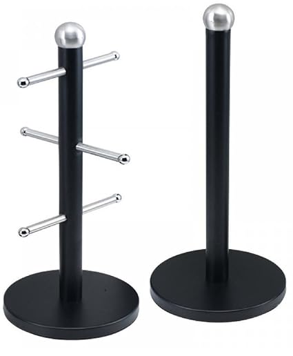 Matching Kitchen Roll Holder And Mug Tree Available In Black Red