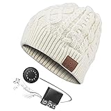 Zibaar Bluetooth Beanie Hat with V4.2 Bluetooth Headphone Over 5 Hours Running Time at Max Volume Hands Free Talking Polar Fleece Wireless Beanie Hat for Men Women Unisex Cream