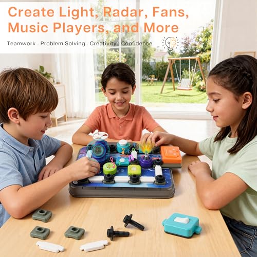 TINYLENS Science Kits for Kids Age 5-7 8-12, Electronics Circuit Exploration Kit with 58 Parts and 12 Task Cards, Learn Basic & Advanced Circuits with Fun, STEM Toys Gift for Boys Girls