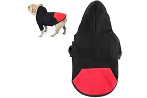 meioro Dog Clothes Hoodies Pet Cat Warm Soft Cotton Zipper Sweater Coat French Bulldog Pug (L, Black)