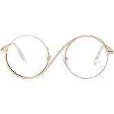 willochra unique Round Blue Light Blocking Glasses for women Elphaba Glasses Metal Frame Computer Anti Eyestrain Eyeglasses