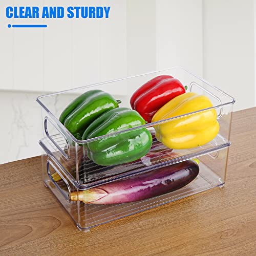Clear Refrigerator Organizer Bins, Wide Plastic Stackable Food Containers for Pantry, Cabinet, Kitchen Organizers Bins 12 Pack-NOT DISHWASHER SAFE