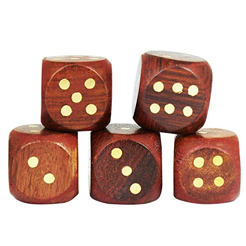 Fathers Day Gifts Handcrafted Wooden 5 Dice Box Holder Shaker Dice Roller Thrower Portable Dice Cup Five Dice Game Set Storage Case Decorative Brass Inlay Toys & Games Party Favor Gift Ideas