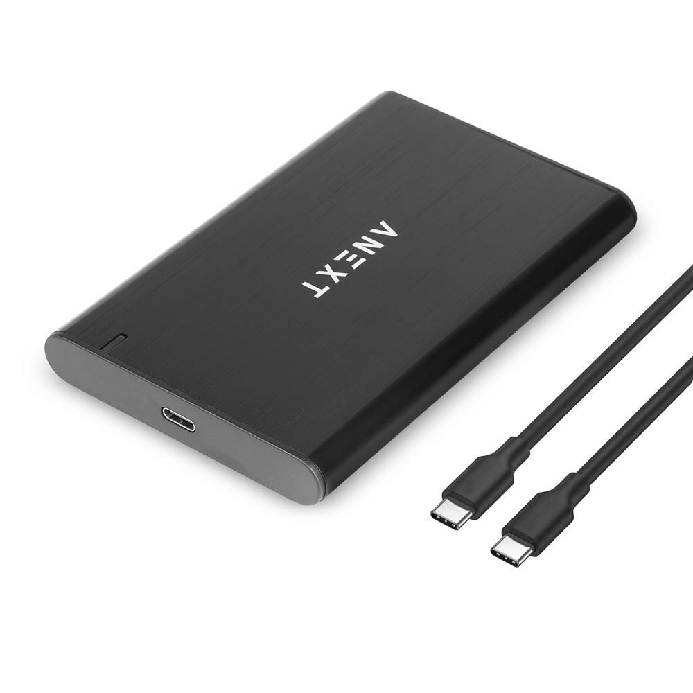 ANEXT 2.5 USB 3.1 Gen2 External Hard Drive Enclosure, Portable Black Aluminum Hard Disk Case for 2.5 inch 7mm 9.5mm SATA HDD SSD, Max 4TB, Tool-Free Design - Anext Series