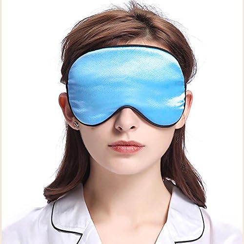 Natural Silk Sleep Mask Blindfold with Free Ear Plugs, Super Soft Eye Mask with Adjustable Strap for Men, Women or Kids, Best Sleeping Eye Cover for Travel sleeping, Nap or Yoga (Peacock Blue)