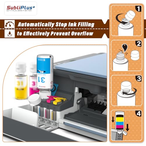 31 32XL Ink Refill Bottles, Compatible with HP Smart Tank Printer 5105 5106 5107 5108 7000 7005 7006 7305 7306 7605, 310 315 410 415 Series and More (165ML 32XL Black, 80ML 31 Color)