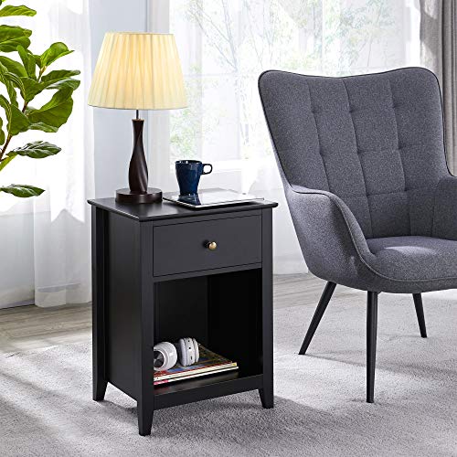 YAHEETECH 2 Tier Wood Nightstands Bedside Table for Bedroom Office
