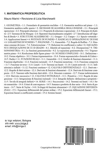 Buy Matematica Propedeutica Mauro Marini Revisione Di