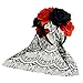 DDazzling Halloween Day of the Dead Floral Headband Festival Wear (Black and Red)