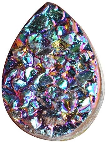 RAVISHINGGEMS Lovely Titanium Druzy Cluster Cabochon, Pear Shape, Size 16x12x6 MM, Jewellery Making, Ring Stone, Agate, 18962