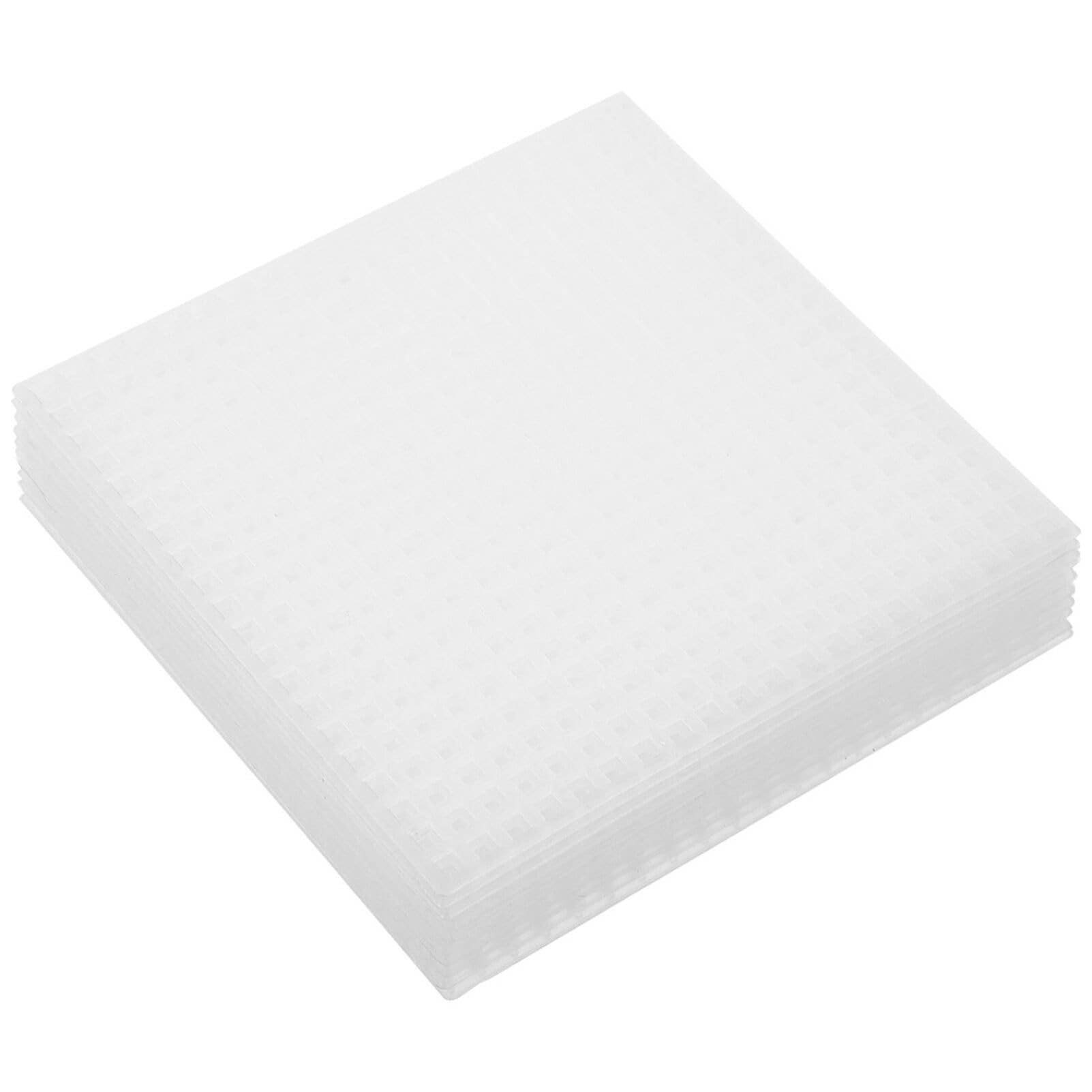 EXCEART 10pcs Woven Mesh Sheet Plastic Mesh Buckram Bag DIY Material Needlepoint Blank Canvas DIY Bag Mesh Braid Accessories Bag Making Crafting Supplies, 8.00X8.00X0.10CM, White