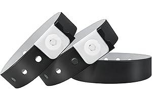 Wristall Plastic Party Black Wristbands-100 Pack Colored Vinyl Wristbands for Events-Waterproof Lightweight Security Wrist Bands for Bar Club Festival Music Meeting