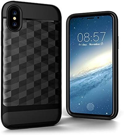 iPhone X Case, Dual Layer Textured Cover and Shock Absorption Protective Design for iPhone X - Black