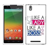Fincibo (TM) ZTE ZMAX Z970 Protector Cover Case Snap On Hard Plastic - Act Like Lady Think Like A Boss, Front And Back