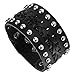 JUSNOVA Black Braided Leather Bracelet for Men Women Punk Gothic Wristband Cuff Bracelet 35mm Wide Adjustable