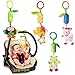 Daisy 4 Packs Infant Baby Plush Adorable Animal Car Seat Hanging Rattle Toy Kids Stroller Crib Pram Ornament Bells Puppet with Wind Chime and Squeak