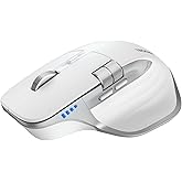 TECKNET Wireless Mouse, Side Scroll Bluetooth Rechargeable, 3-Device | Switch Among 3 Devices, 6 DPI Levels (up to 4800 DPI), BT 5.3/5.0/2.4G USB-A, 7 Buttons, Non-Programmable, Light White
