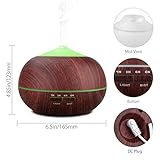 TONERONE Essential Oil Diffuser 400ml Wood Grain Cool Mist Aromatherapy Humidifier Ultrasonic Aroma Humidifier for Office, Baby Room, Bedroom, Conference room, fitness room (Black)