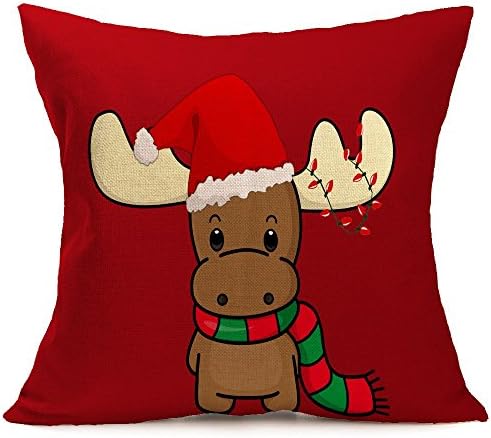NEW BARLEY Merry Christmas Series Cotton Linen 18" x 18" Decorative Throw Pillow Cover Cushion Case Pillow Case (Style A)