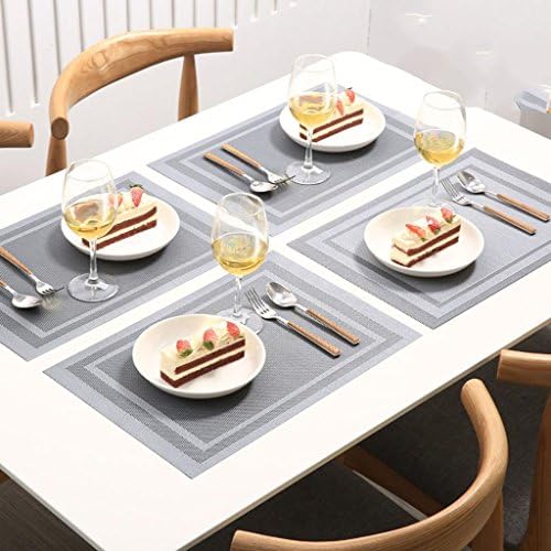 Kitzen Insulation Pads Placemats Non-Slip Waterproof Rectangle Environmental pad Adiabatic Braided pad Coaster Dining Mat PVC (A Set Of 4)45*30cm Six colors available , D
