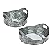 Stonebriar Round Nesting Galvanized Metal Serving Tray Set with Handles, Rustic Butler Trays, For Serving Food and Drink, a Unique Coffee Table Centerpiece, or Desk Organizer for Documents