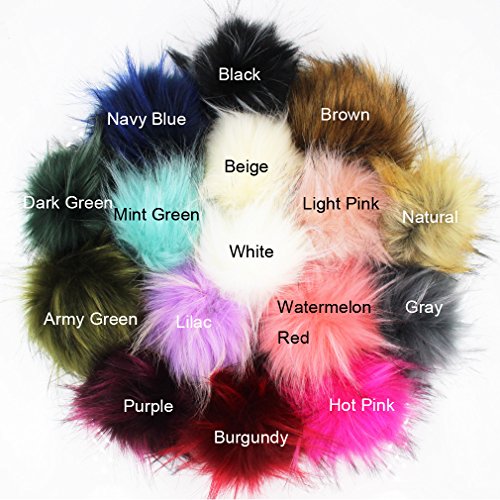 Furling DIY 12pcs Faux Raccoon Fur 4.3inch Pom Pom Ball For Knitting Hat DIY accessories (Popular Mix) - Thumbnail 7