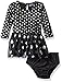 Limited Too Baby Girls' Long Sleeve Hearts and Dots Knit Dress, Black, 24M