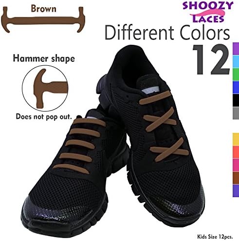 SHOOZY No Tie Flat Shoelaces for Kids, Men & Women | Waterproof & Stretchy Silicone Tieless Shoe Laces | for Hiking Boots Sneaker & Casual Dress Athletic Shoes | Eliminate Loose Shoelace Accidents