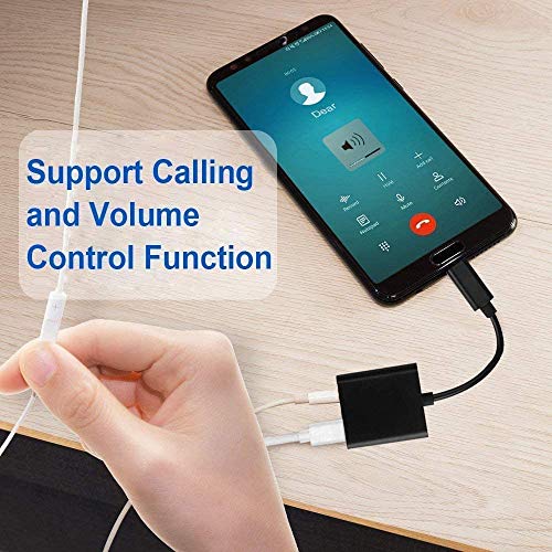 Azddur 2 in 1 USB C to 3.5mm Audio Adapter&PD Fast Charging Dongle Compatible with Galaxy S20/S20+/20Ultra/Note 10/10+, Google Pixel 4/4XL/3/2XL, iPad Pro and More(Not for Moto&OnePlus)(Black)