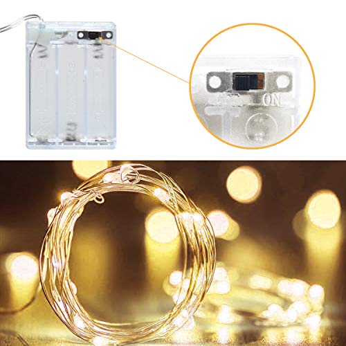 cshare Led Fairy Lights Battery Operated, 1 Pack 16ft/50 LEDs Mini Battery Powered Copper Wire Starry Fairy Lights for Bedroom, Christmas, Parties, Wedding, Centerpiece, Decoration ( Warm White)