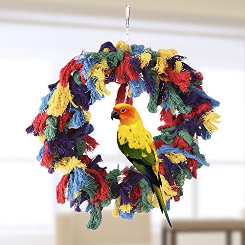 Pet Bird Cotton Ring Play Exercise Chew Cotton Snuggle Ring Bird Toy
