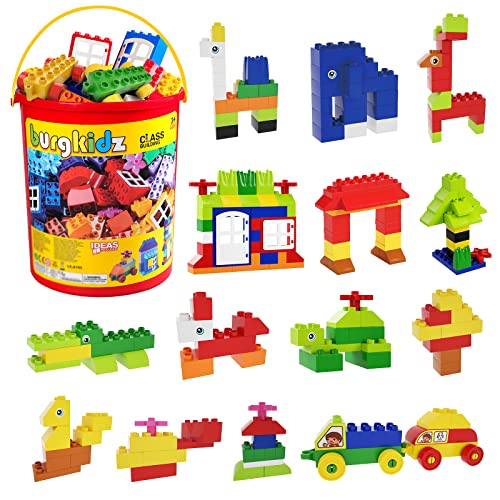 burgkidz Large Building Blocks, Classic Toddler Creative Building Blocks, Compatible Blocks Building Toy, STEM Educational Gift for Children Ages 2-5 Years