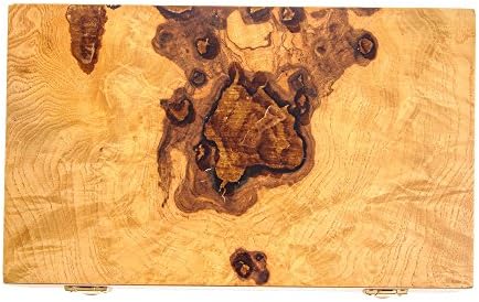 Handmade Olive Wood Backgammon Game Set - Small. Vintage Metal Latches