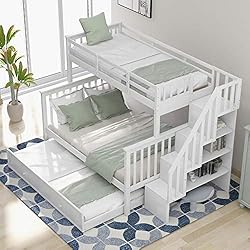 BIADNBZ Twin Over Full Size Bunk Bed with Trundle