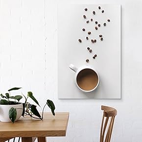 Canvas Wall Art - Cup of Coffee and Coffee Beans - Giclee Print Gallery Wrap Modern Home Art Ready to Hang - 12x18 inches