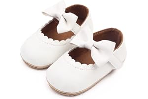 XYLUIGI Baby Girls Mary Jane Flats with Bownot PU Leather Rubber Sole Infant Toddler First Walker Shoes