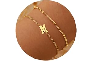 BAYLAY Gold Initial Bracelets for Women Girls - 18K Gold Plated Layered Letter Initial Bracelet Dainty Gold Initial Charm Bracelet Gold Bracelets for Women Teen Girl Gifts Trendy Stuff