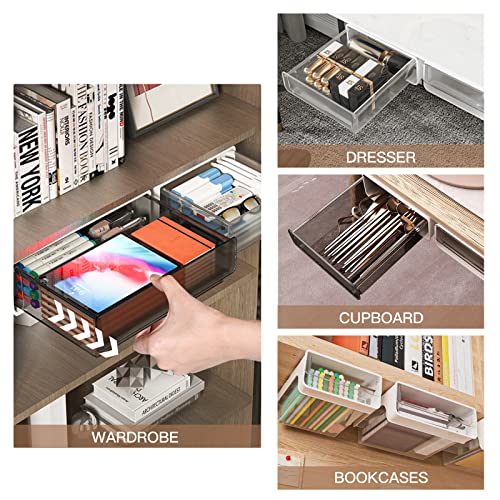 2 Pack Under Desk Storage Drawers, SelfAdhesive Under Desk Drawer